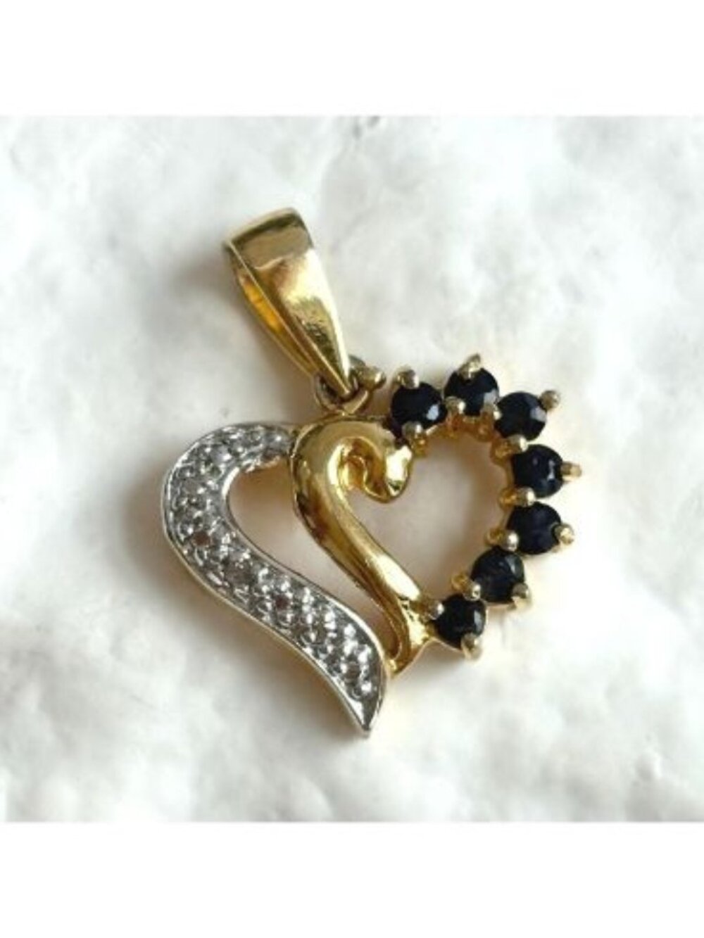 Gold Overlay Vermeil Onyx Accented Dual Toned Sterling Silver 925 Vintage Charm